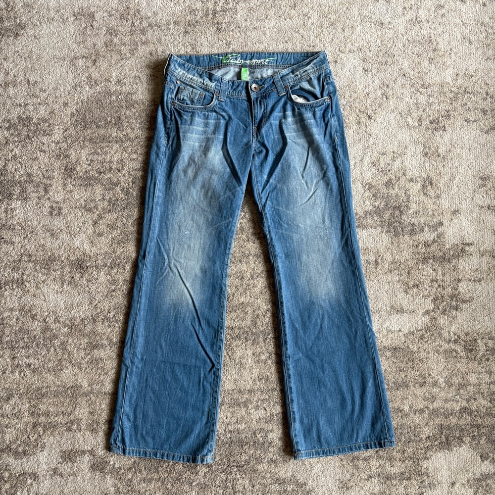 VTG Y2K EDC By Esprit Play Flare Denim Bootcut Baggy Light Wash Distressed Jeans